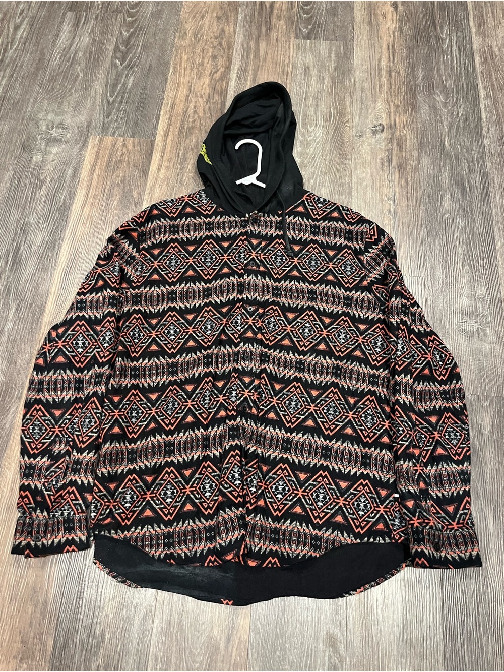 Men's Edgar & Ash Black & Rust Patterned Hooded Jacket